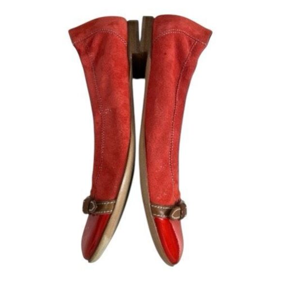 AGL ATTILIO GIUSTI LEOMBRUNI Orange Leather Flats Size 39 (8.5) Cap Toe Ballet - Picture 7 of 14
